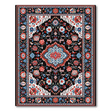 Traditional Persian Area Rug Black Red Blue Floral