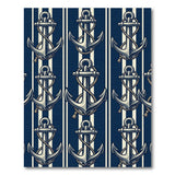 Nautical Navy Anchor Stripe Area Rug