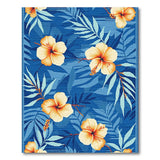 Navy Blue Hibiscus Palm Leaf Area Rug