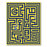 Yellow Navy Blue Maze Labyrinth Area Rug