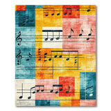 ODIKA Washable Music Note Abstract Area Rug - Vintage Teal & Orange Low Pile Non-Slip Rug