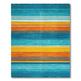 Vibrant Teal Orange Striped Fringe Area Rug