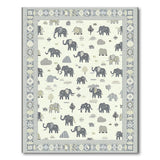 Playful Gray Elephants Ivory Area Rug