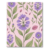 Purple Aster Floral Area Rug on Blush Pink