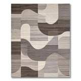 Modern Grey Curved Geometric Area Rug