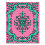 Pink Teal Ornate Persian Medallion Rug