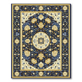 Blue and Teal Navy Blue Gold Traditional Persian Area Rug