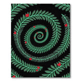 Swirling Green Fern Red Berry Area Rug
