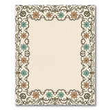 Teal Peach Floral Persian Border Rug
