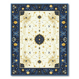 Navy Blue Gold Geometric Circuit Area Rug