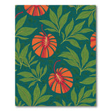 ODIKA Washable Tropical Botanical Area Rug - Teal & Orange Vibrant Low Pile Non-Slip Floor Mat