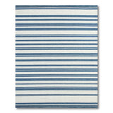 Navy Blue and White Striped Coastal Woven Rug