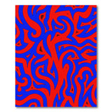 Vibrant Red Blue Swirl Abstract Area Rug
