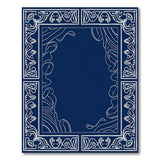 Blue and Teal Navy Blue Ornate Floral Border Rug