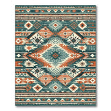 Teal Rust Southwestern Geometric Area Rug
