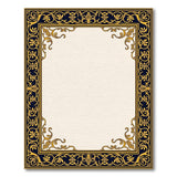 Ornate Navy Gold Floral Border Area Rug