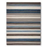 Modern Blue Grey Striped Area Rug