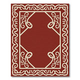 Red Ornate Red Scroll Border Area Rug