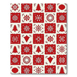 Red Christmas Snowflakes Trees Pattern Rug