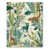 Whimsical Jungle Animals Green Area Rug