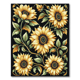 Yellow Golden Sunflowers Floral Area Rug