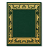 Emerald Green Gold Greek Key Border Rug