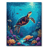 Sea Turtle Coral Reef Underwater Area Rug