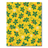 Festive Yellow Holly Berry Snowflake Area Rug