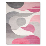 Modern Abstract Pink Grey Circles Area Rug