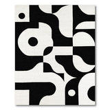 ODIKA Modern Geometric Black & White Washable Area Rug - Low Pile