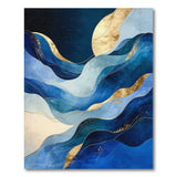 Blue Wave Gold Abstract Area Rug