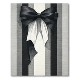 Black Satin Bow Striped Area Rug