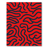 Vibrant Red Wavy Squiggle Area Rug