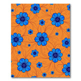 Vibrant Blue Floral on Orange Area Rug