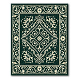 Green Ornate Green Persian Floral Area Rug