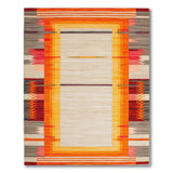 Vibrant Orange Framed Southwestern Rug