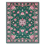 Emerald Green Persian Rose Area Rug