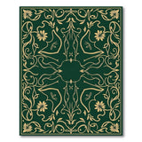 Elegant Emerald Green Gold Floral Ornate Rug