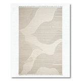 Beige Abstract Wave Area Rug with Fringe