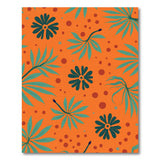 Vibrant Orange Palm Frond Abstract Flower Rug