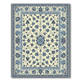 Blue Ivory Peony Floral Medallion Rug