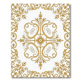 Elegant Gold Ornate Floral Frame Rug