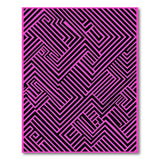 Pink Black Geometric Maze Area Rug