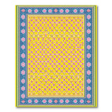 Vibrant Yellow Lattice Floral Border Area Rug