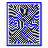 Blue Black Abstract Wavy Geometric Area Rug