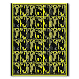 Bold Black Cat Silhouettes Yellow Area Rug