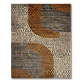 Abstract Orange Curve Area Rug