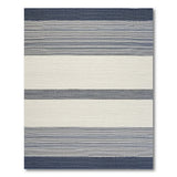 Navy and White Striped Coastal Blue and Teal Area Rug