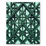 Green Lattice Grid Area Rug