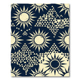 Tribal Sun and Triangle Navy Area Rug